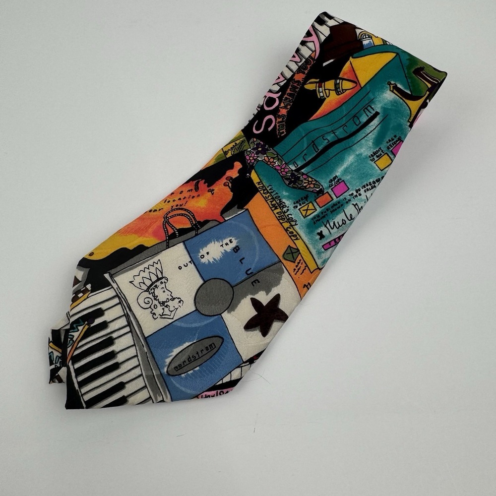 Nicole Miller VTG 1991 Nordstrom Abstract Art Piano Silk Necktie